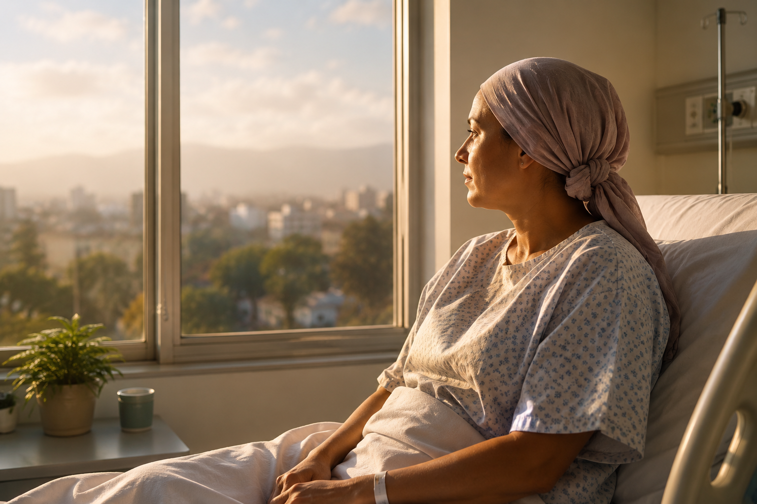 Paciente mirando por una ventana durante una hospitalización